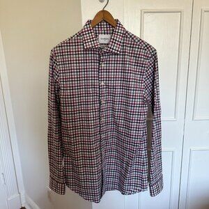 Goodfellow & Co Men’s Plaid Button-Down Shirt Size Medium 97% Cotton Maroon Gray